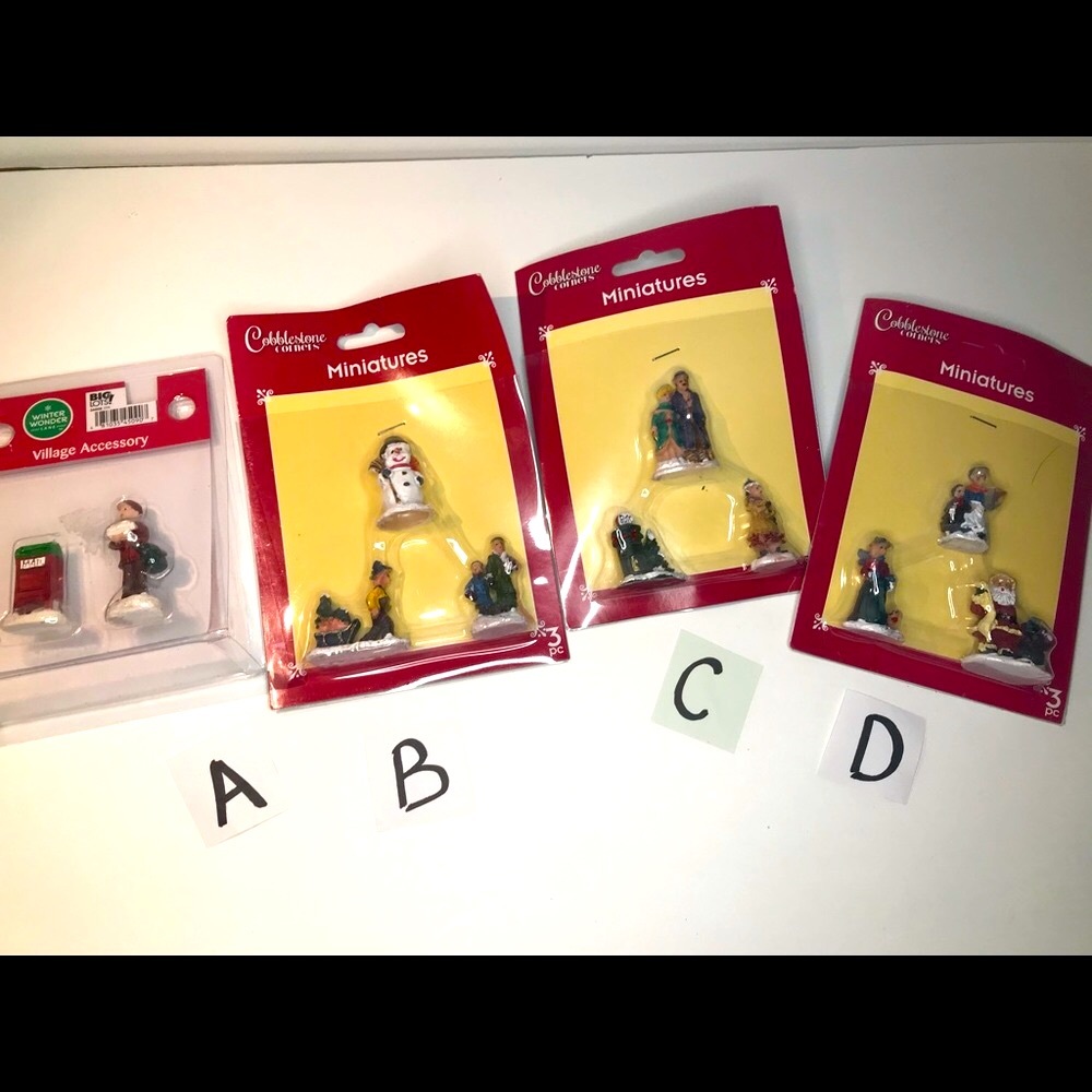 Miniature village figures snowman small town bundle holiday Christmas minis new